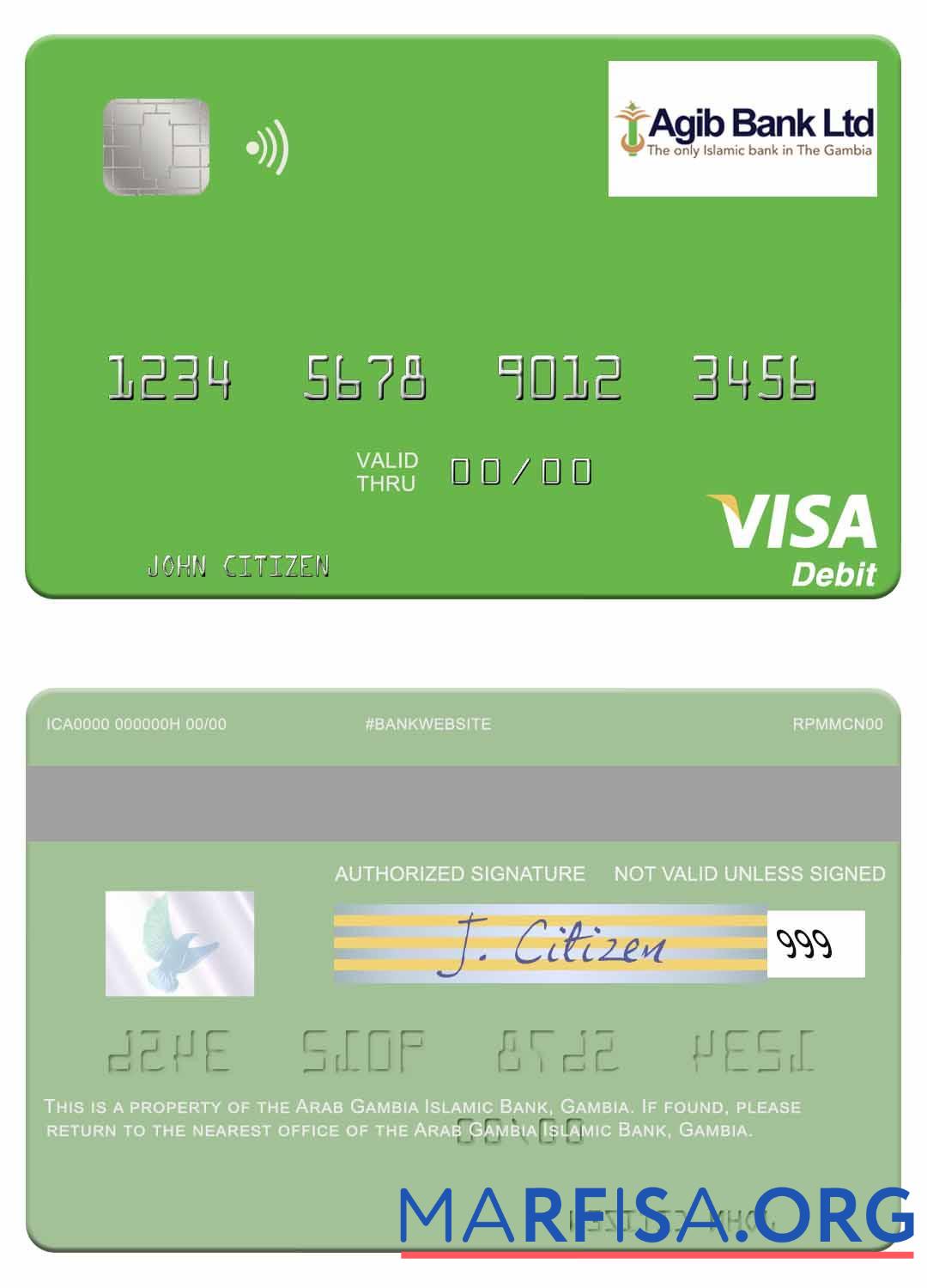 Downloadable Gambia Arab Gambia Islamic Bank visa debit card example